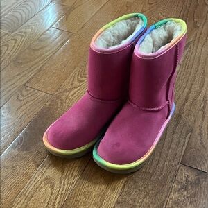 UGG Kids Pink Rainbow Trim Classic Boot